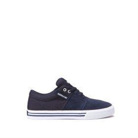 Supra STACKS II VULC Lave Sneakers Barn Marineblå/Hvite | NO-77400